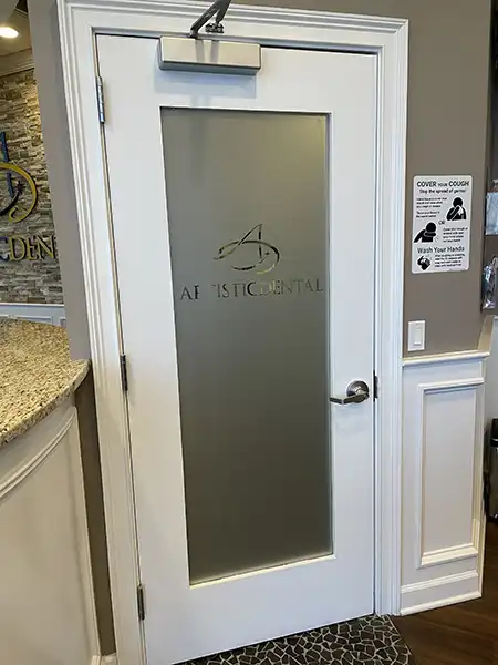 Office entrance near front desk at Artistic Dental in Jackson, NJ