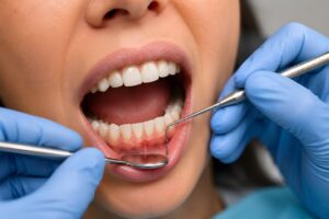Periodontal examination and gum health assessment during a dental checkup